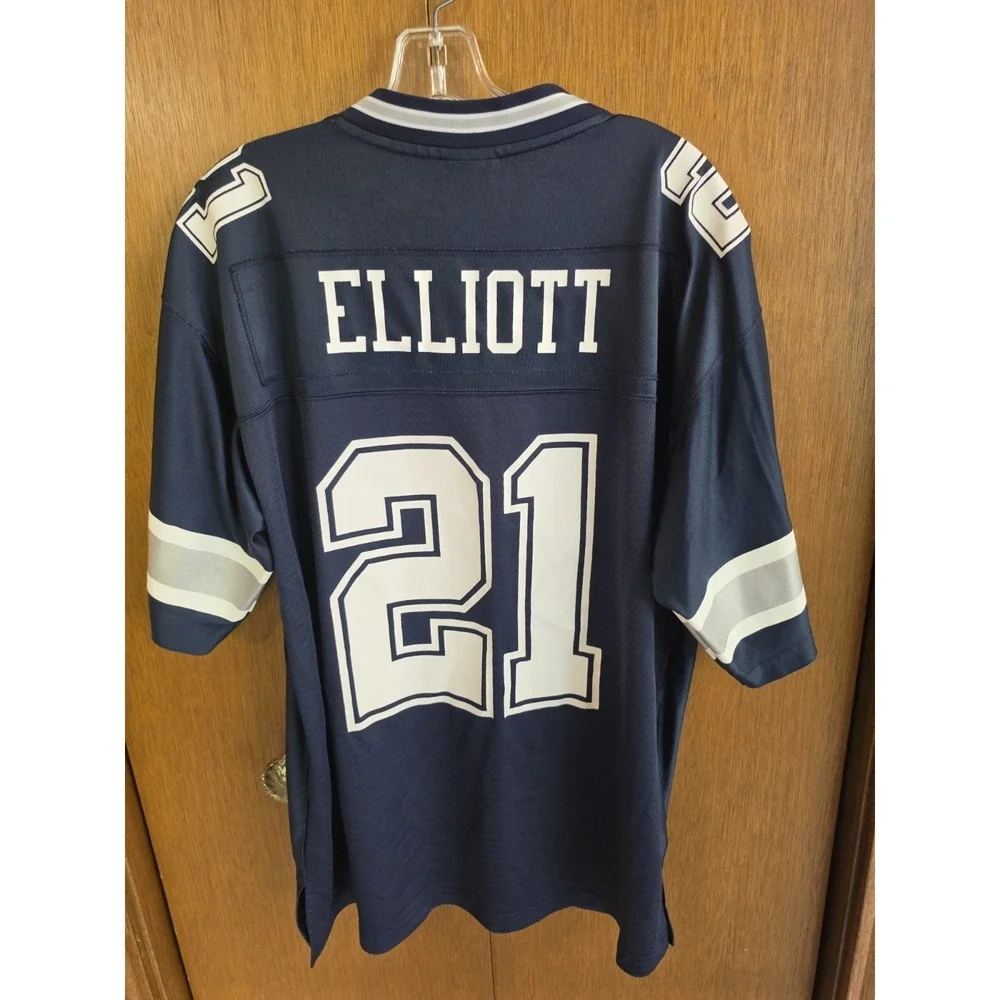 Nike Dallas Cowboys Ezekiel Elliott #21 NFL Throwback Jersey L Navy Football